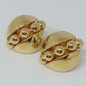 * vintage Monet gold tone large dome clip on earrings